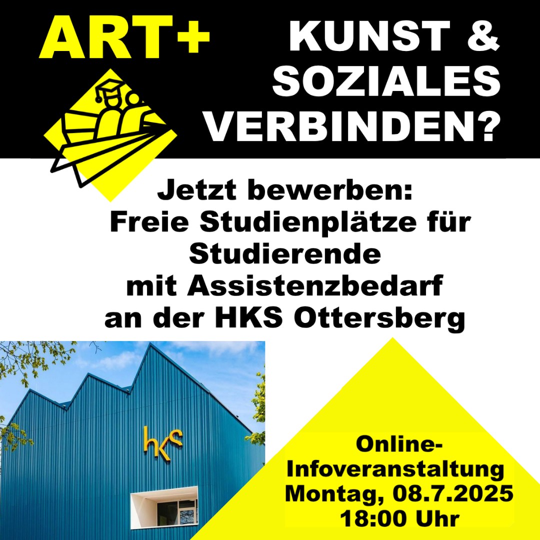 Aufruf zur Bewerbung an der HKS Ottersberg für Studierende mit Assistenzbedarf – Online-Info am 08.07.2025 um 18 Uhr.