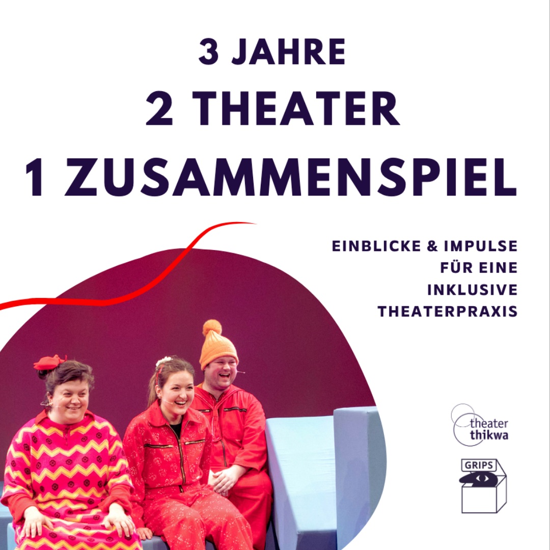 Die Titelseite einer Broschüre mit dem Titel „3 Jahre, 2 Theater, 1 Zusammenspiel