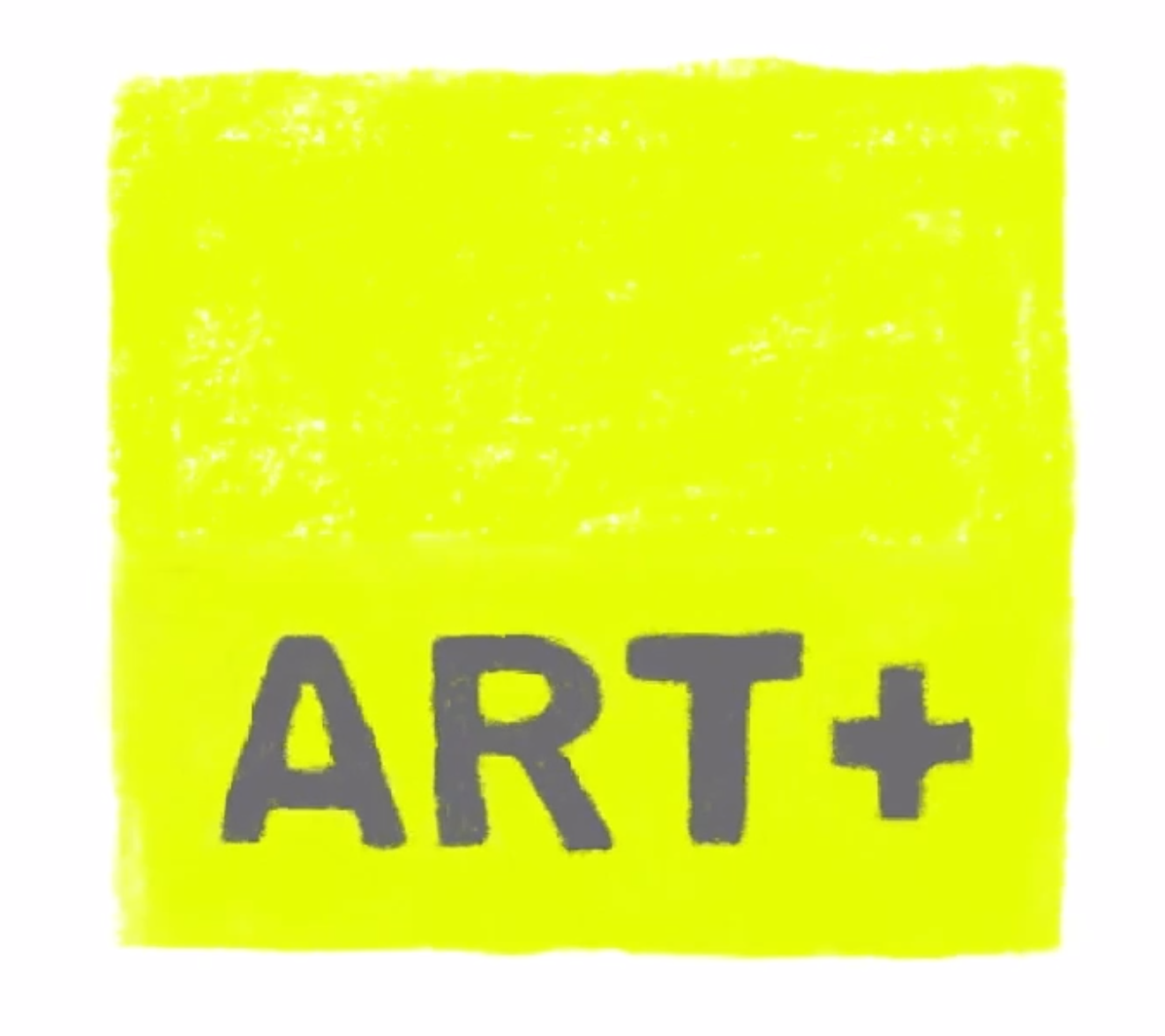 ARTplus-Logo in gelb mit grauer Schrift, gemalt